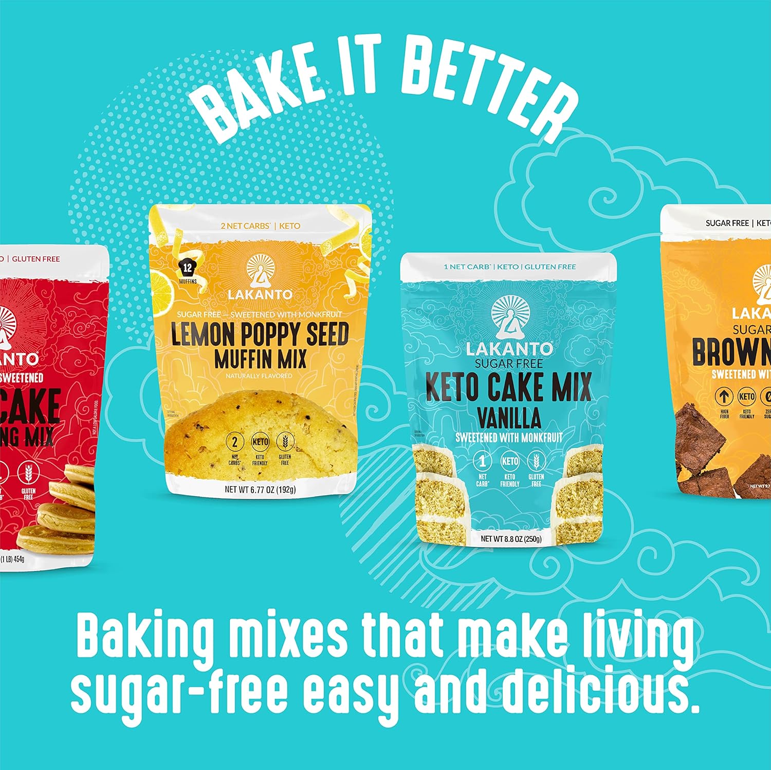 Lakanto Sugar Free Banana Nut Muffin and Bread Mix - One Box Twelve Muffins or One Loav for Clutter Free Pantry
