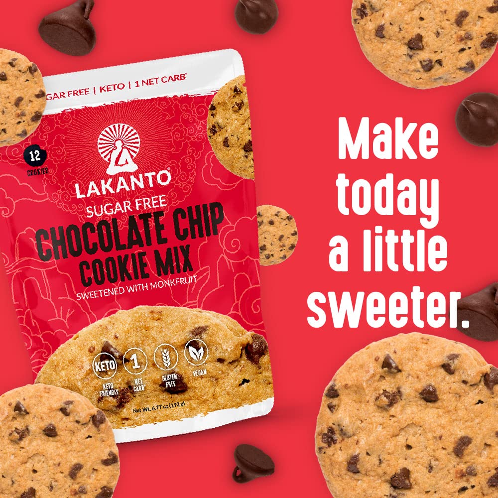 Lakanto Sugar Free Chocolate Chip Cookie Mix – Simple Three Ingredient Baking with Almond Flour