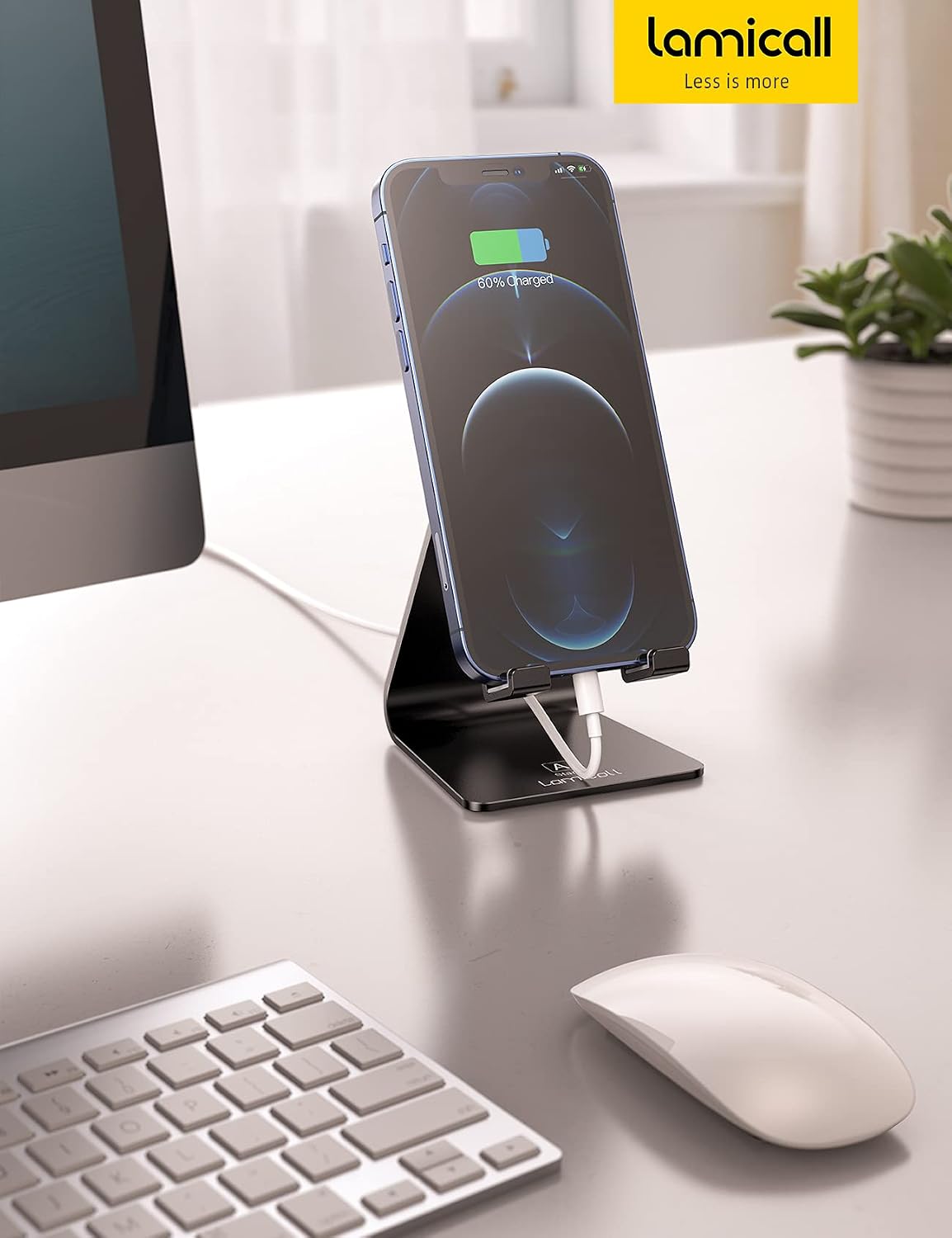 Lamicall Aluminum Phone Holder – Modern Coffee Table Accessory for Living Room Media Viewing