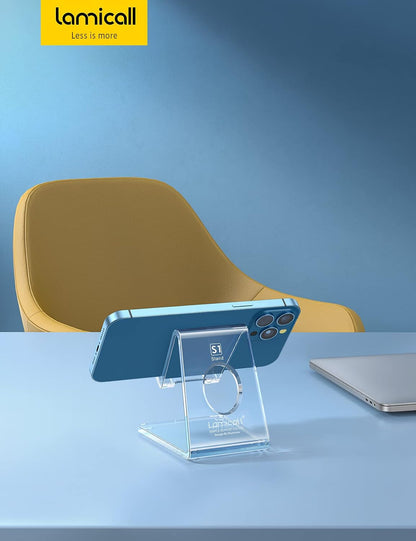 Lamicall Polished Acrylic Phone Mount – Neutral-Toned Charging Stand for Restraint-Loving Minimalists