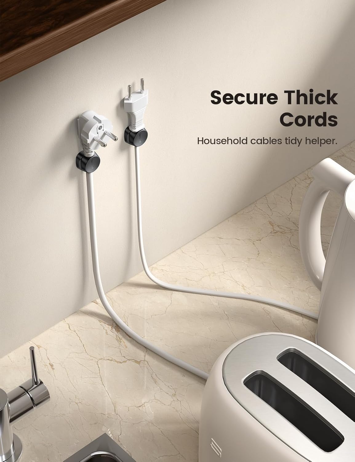 Lamicall Spring Cord Holder – Living Room Entertainment Center Wire Manager, Stylish Adhesive Clips