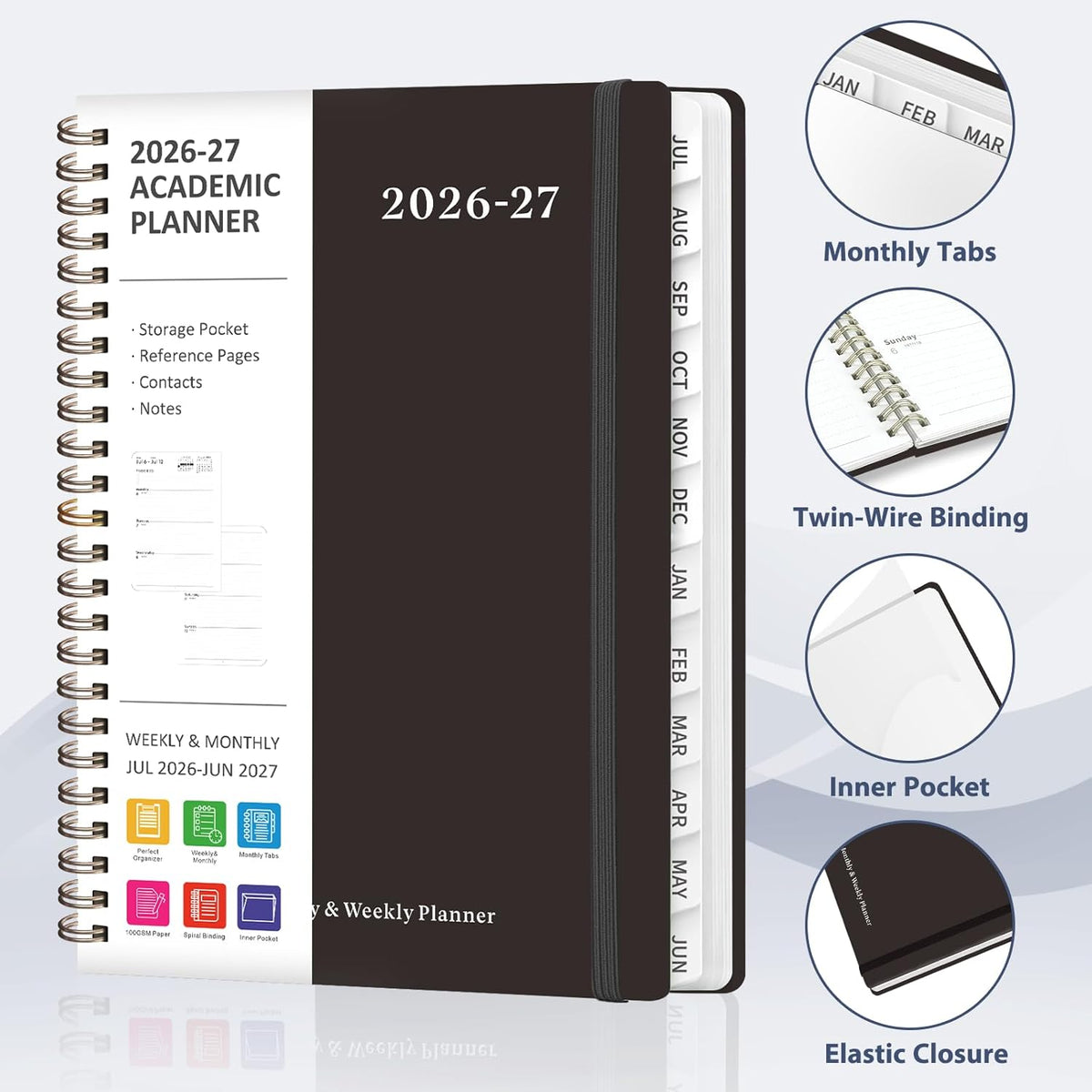 laminated side monthly tabs for tear resistance and quick navigation