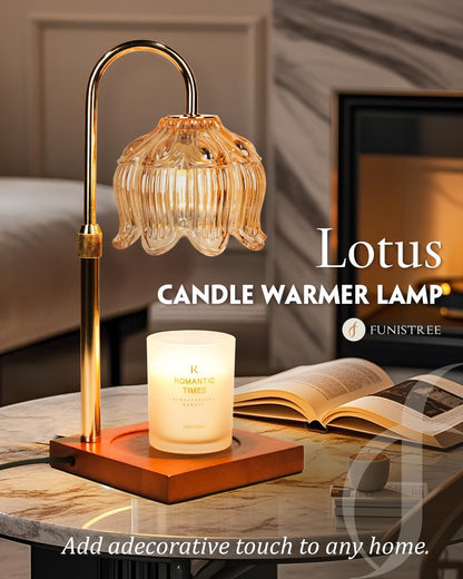 LampDepot Lotus Candle Warmer Lamp – Designer Accent Lighting for Living Room and Bedroom Shelves, 13 Color Finishes with Marble Base Option