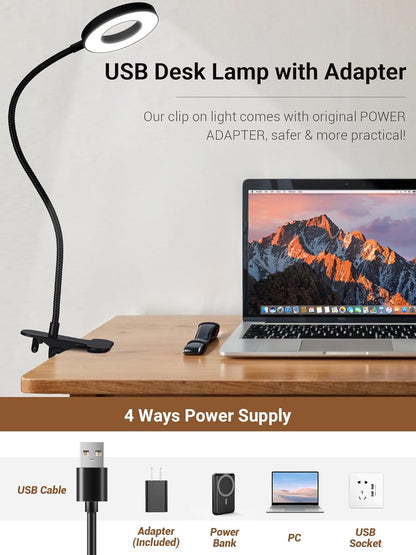 LampDepot Sleek Clip-On LED Lamp for Uncluttered Desks – Neutral Finish Adjustable Task Light for Intentional Spaces