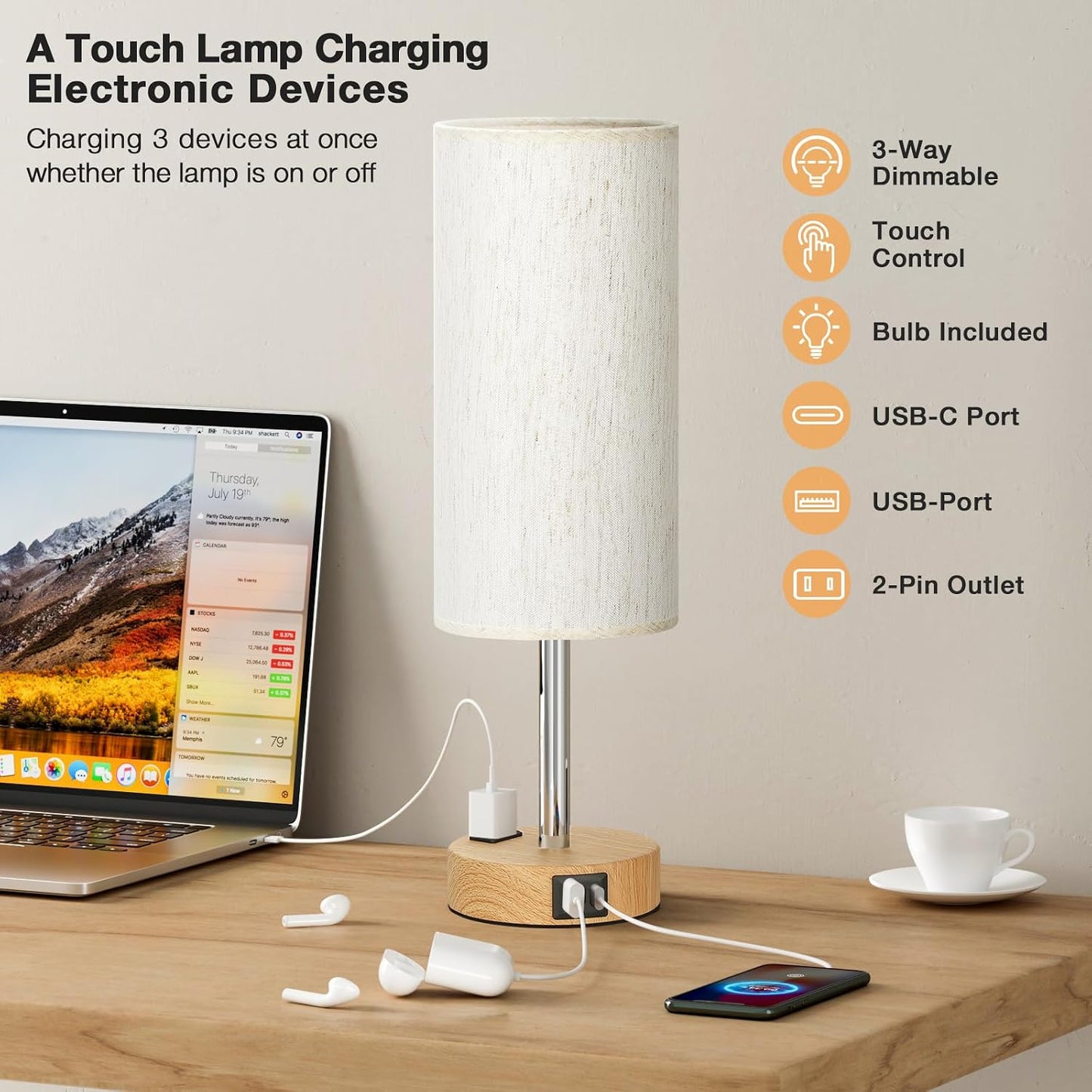 LampLibrary Dorm Move-In Gift – USB Charging Nightstand Lamp for College Students