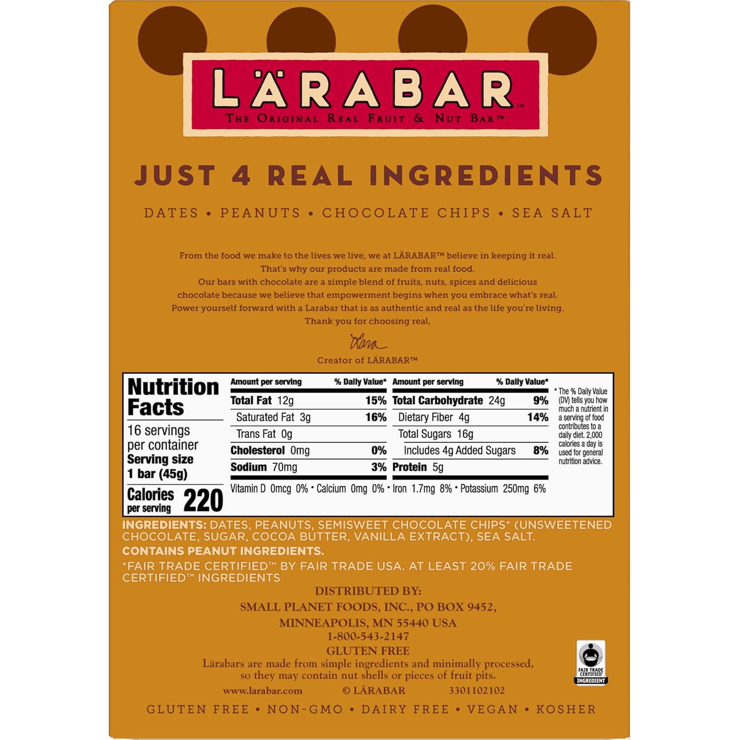 Larabar Peanut Butter Chocolate Chip – Vegan Gluten-Free Bar for Home Wellness Rituals, Real-Ingredient Snack