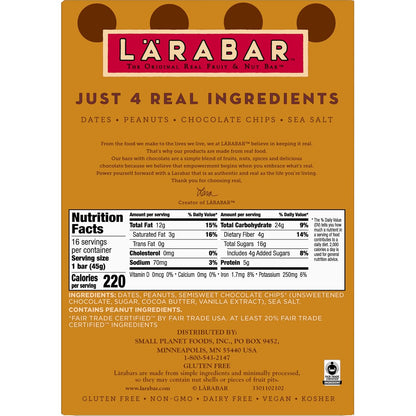 Larabar Peanut Butter Chocolate Chip – Vegan Gluten-Free Bar for Home Wellness Rituals, Real-Ingredient Snack