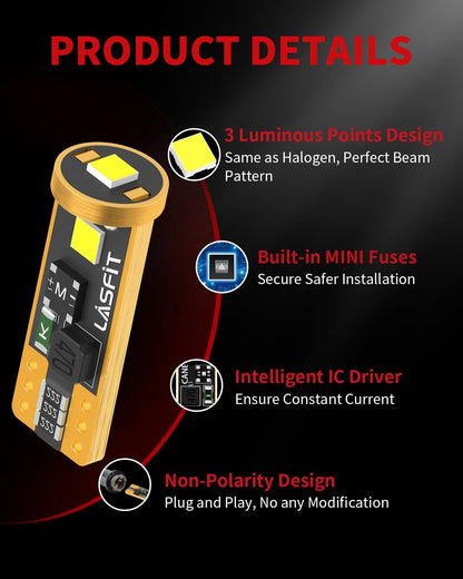 LASFIT 194 LED Bulb for License Plate, Clean 6000K White Modern Look in 5-Minute Install