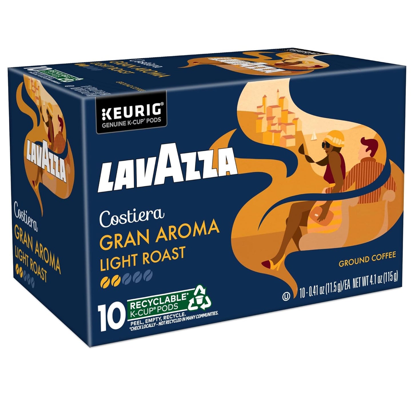 Lavazza Costiera Gran Aroma Keurig Pods for Hybrid Workspace Mornings, 60-Count Italian Light Roast Coffee