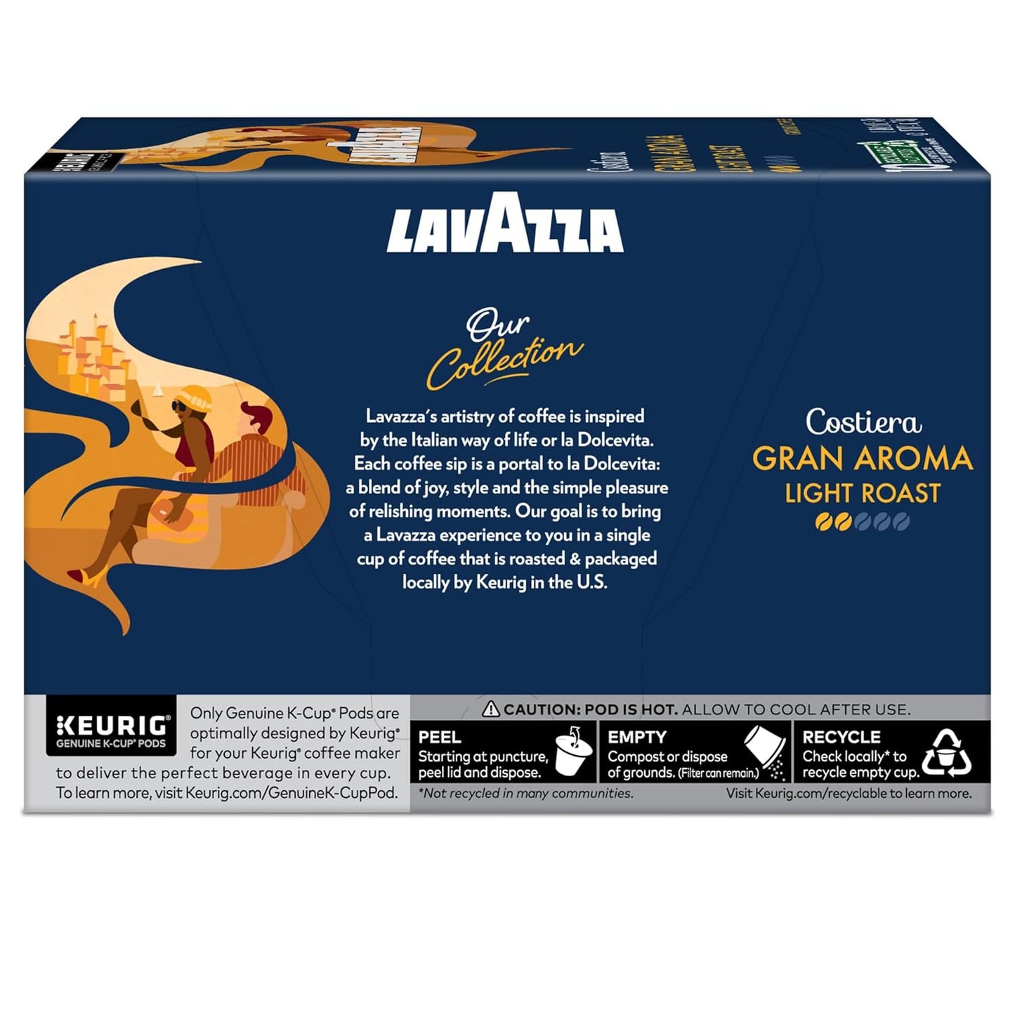 Lavazza Costiera Gran Aroma Keurig Pods for Hybrid Workspace Mornings, 60-Count Italian Light Roast Coffee
