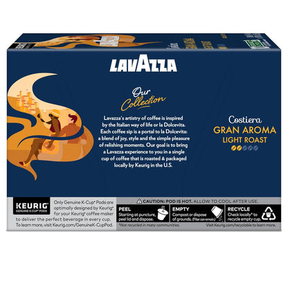 Lavazza Costiera Gran Aroma Keurig Pods for Hybrid Workspace Mornings, 60-Count Italian Light Roast Coffee
