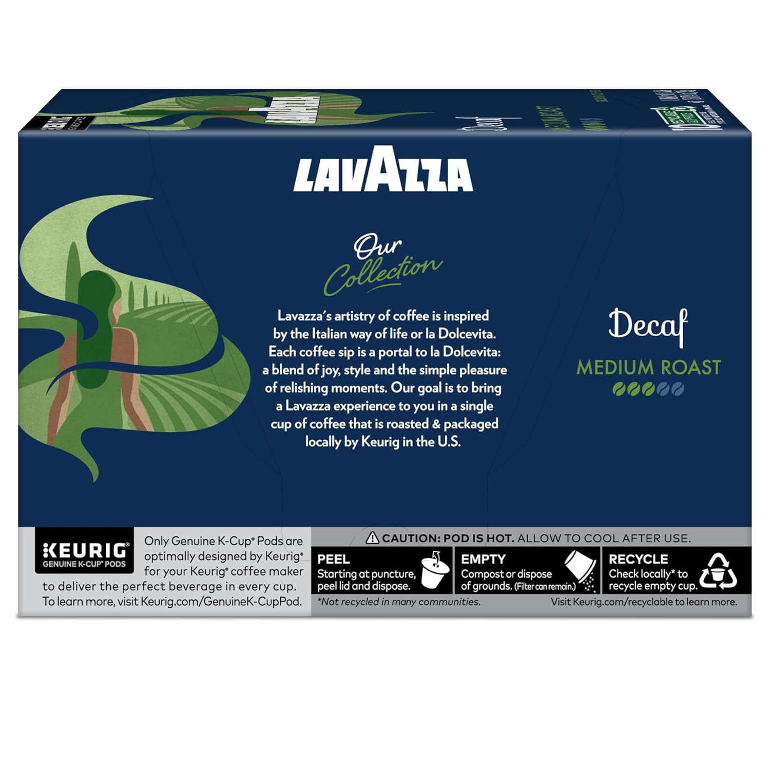 Lavazza Decaf Single-Serve K-Cups – Calming After-Dinner Coffee Ritual for Better Sleep, Medium Roast 88-Count