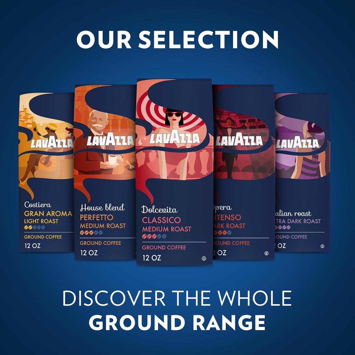 Lavazza Dolcevita Classico Ground Coffee – Gentle Morning Ritual Coffee with Smooth 3/5 Intensity, 12oz Bag