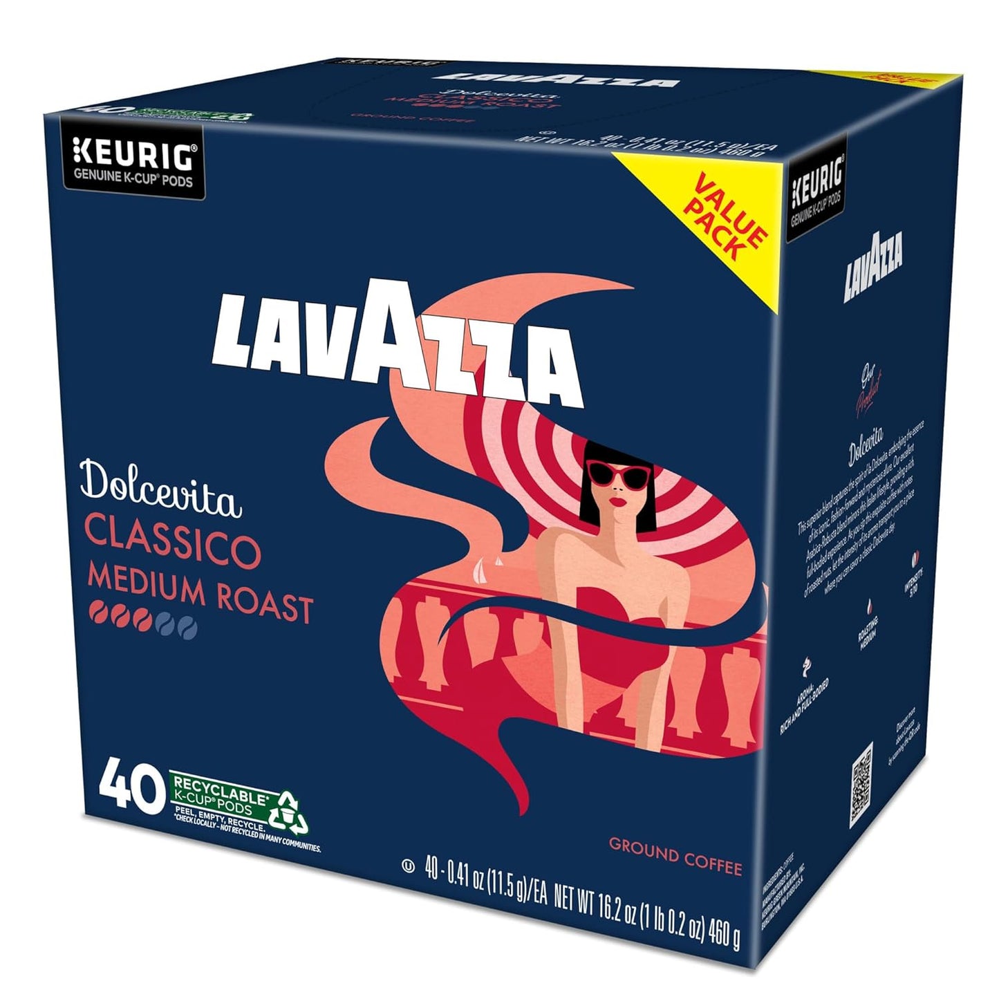 Lavazza Dolcevita Classico Single-Serve Pods – Desk-Side Italian Coffee for Remote Work Focus, 40-Count Box