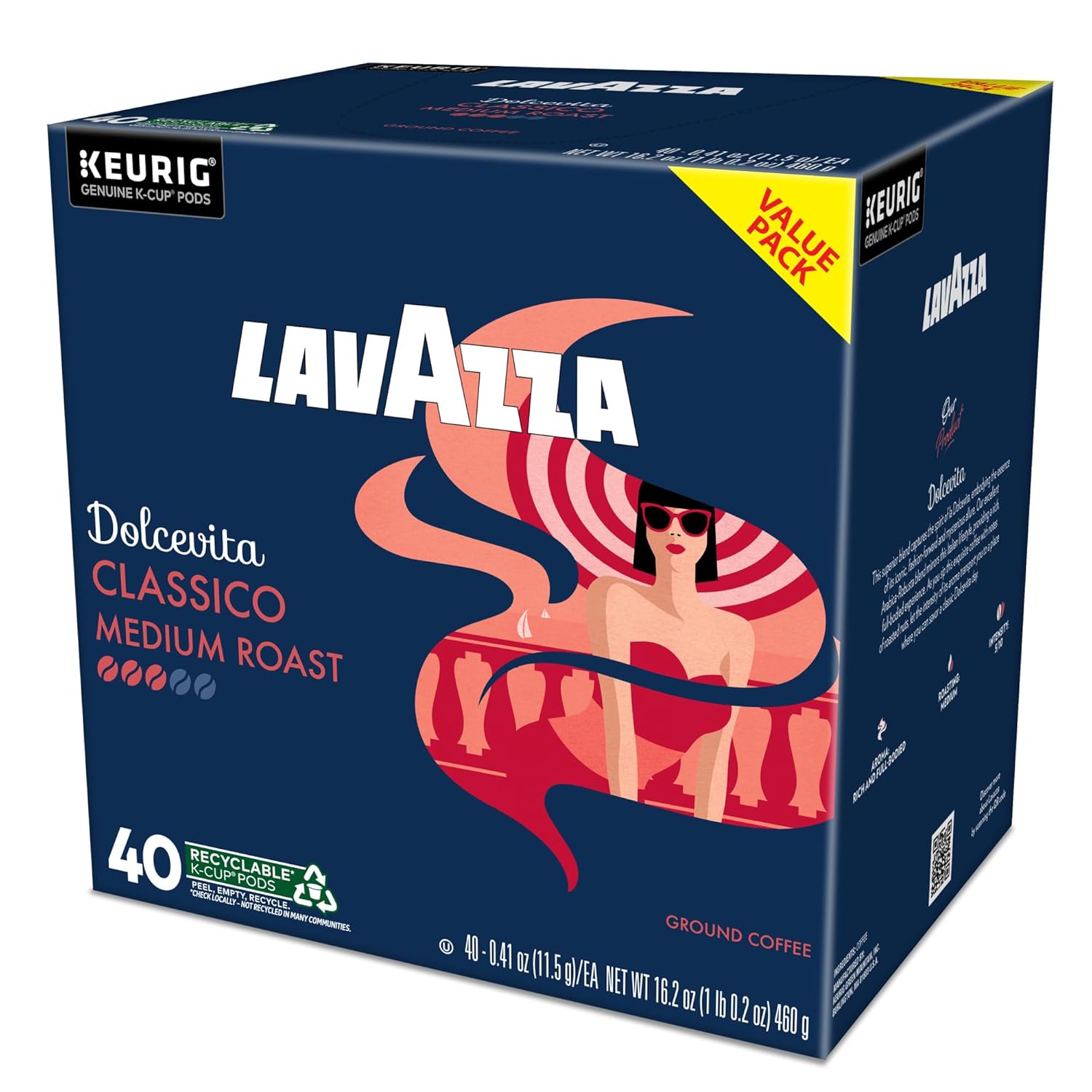 Lavazza Dolcevita Classico Single-Serve Pods – Desk-Side Italian Coffee for Remote Work Focus, 40-Count Box