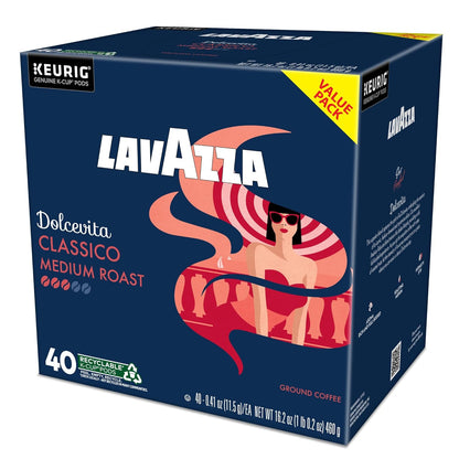 Lavazza Dolcevita Classico Single-Serve Pods – Desk-Side Italian Coffee for Remote Work Focus, 40-Count Box
