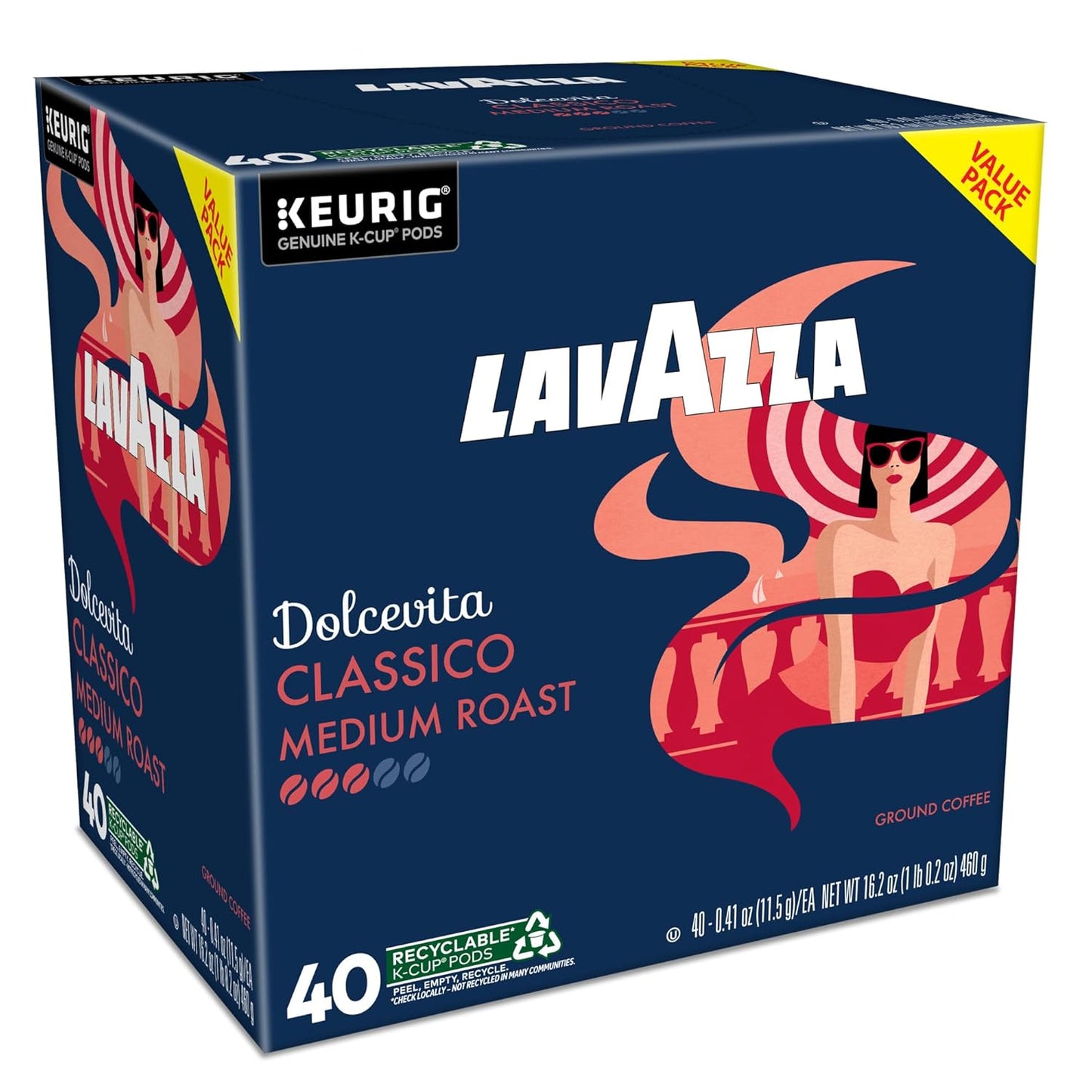 Lavazza Dolcevita Classico Single-Serve Pods – Desk-Side Italian Coffee for Remote Work Focus, 40-Count Box