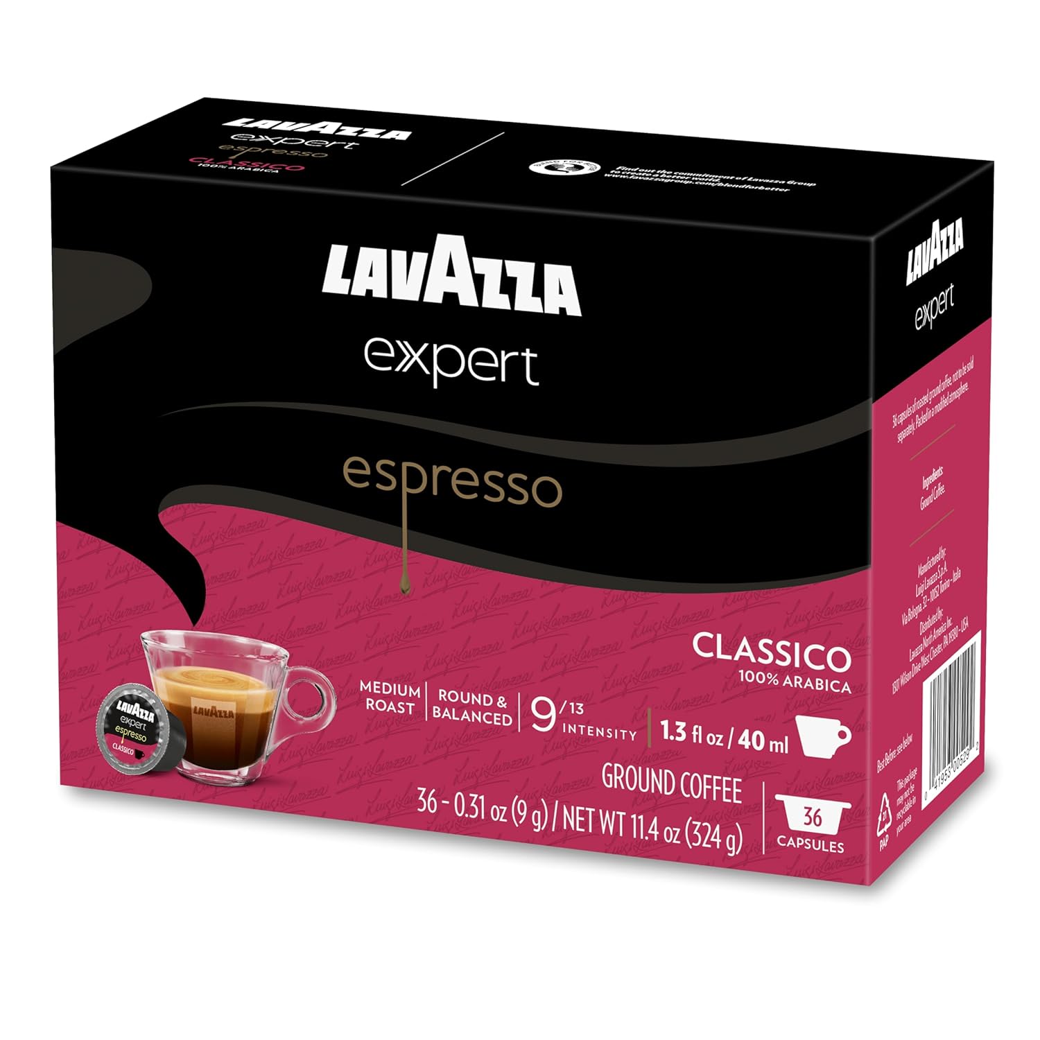 Lavazza Expert Espresso Classico Capsules – Quick Morning Espresso Shots for Remote Professionals, 36 Count