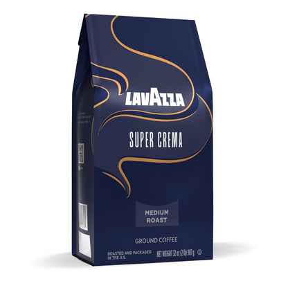 Lavazza Super Crema Ground Coffee, Medium Roast, Reliable Workday Coffee for Home Office and Coworking Kitchens, 32 oz Bag for Espresso and Pour Over