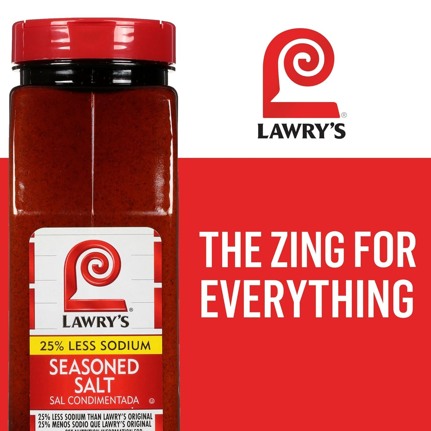 Lawry's 25% Less Sodium Seasoned Salt – Wellness Pantry Staple for Low-Sodium Lifestyles, Vegetables and Lean Proteins