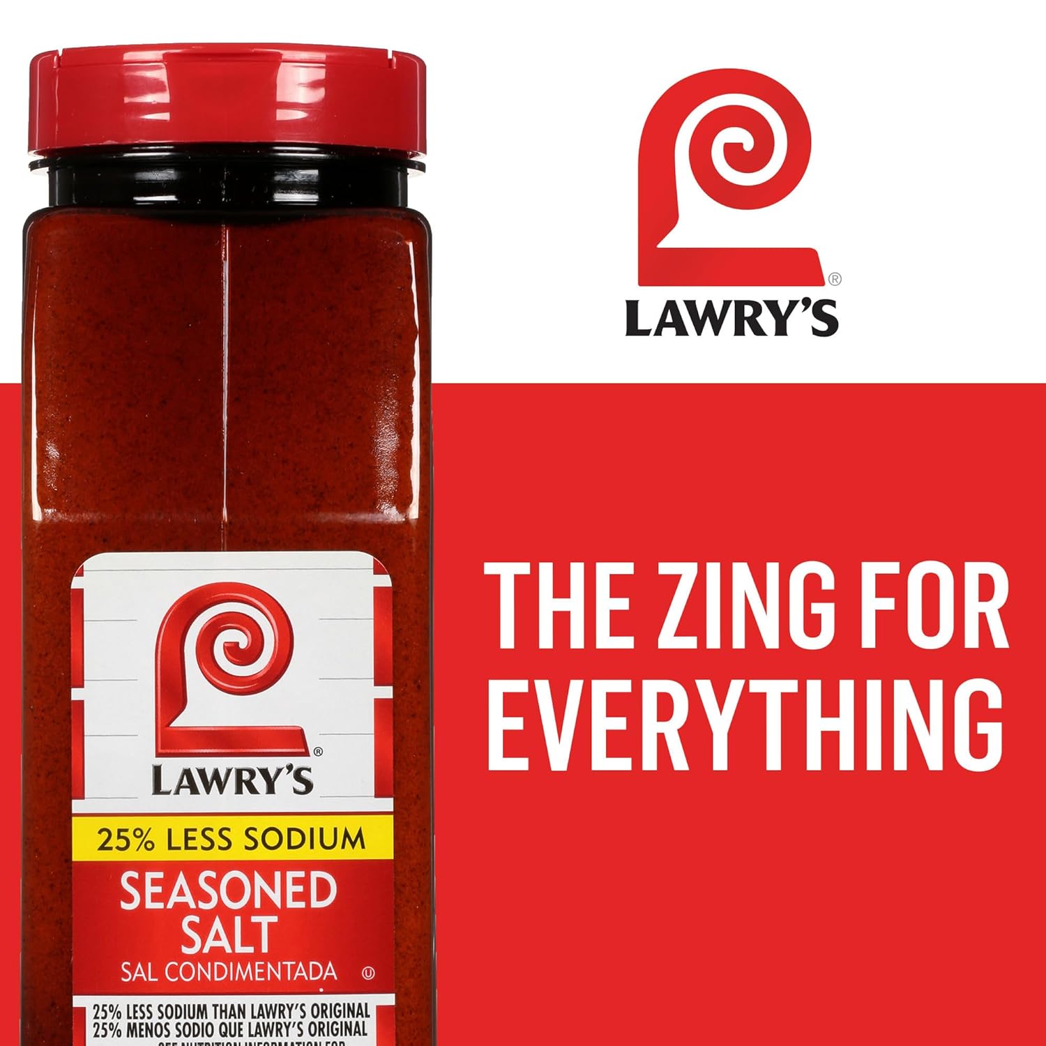 Lawry's 25% Less Sodium Seasoned Salt – Wellness Pantry Staple for Low-Sodium Lifestyles, Vegetables and Lean Proteins