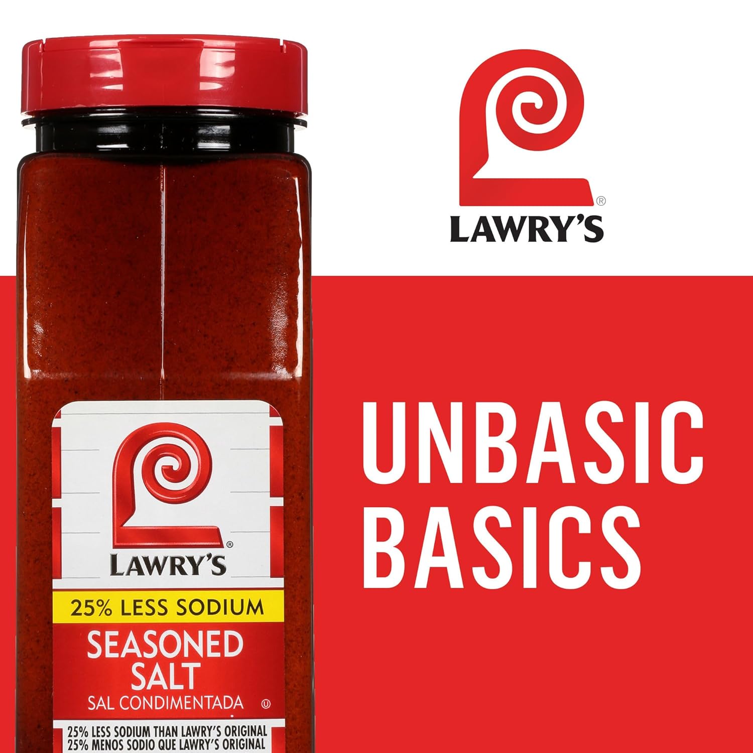 Lawry's 25% Less Sodium Seasoned Salt – Wellness Pantry Staple for Low-Sodium Lifestyles, Vegetables and Lean Proteins