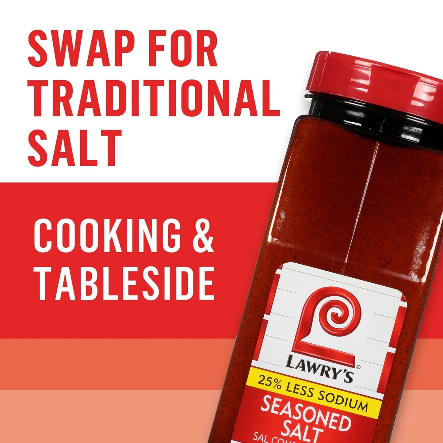 Lawry's 25% Less Sodium Seasoned Salt – Wellness Pantry Staple for Low-Sodium Lifestyles, Vegetables and Lean Proteins