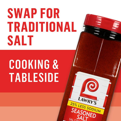 Lawry's 25% Less Sodium Seasoned Salt – Wellness Pantry Staple for Low-Sodium Lifestyles, Vegetables and Lean Proteins