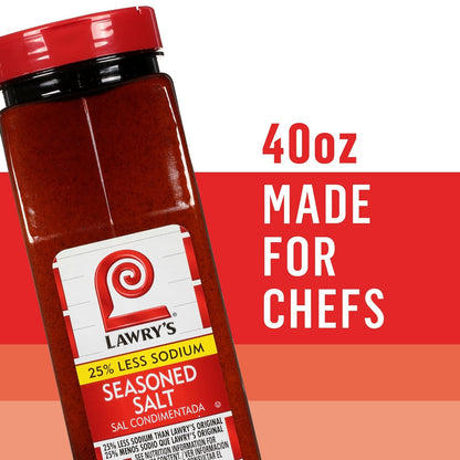 Lawry's 25% Less Sodium Seasoned Salt – Wellness Pantry Staple for Low-Sodium Lifestyles, Vegetables and Lean Proteins