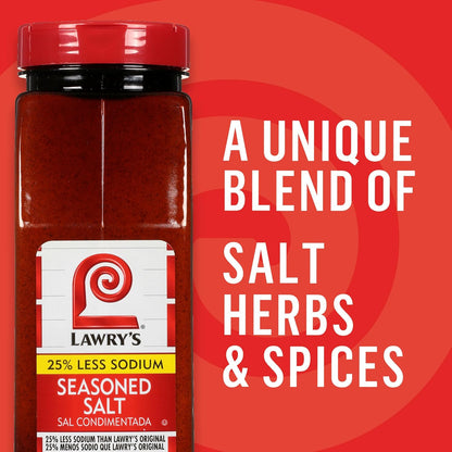 Lawry's 25% Less Sodium Seasoned Salt – Wellness Pantry Staple for Low-Sodium Lifestyles, Vegetables and Lean Proteins