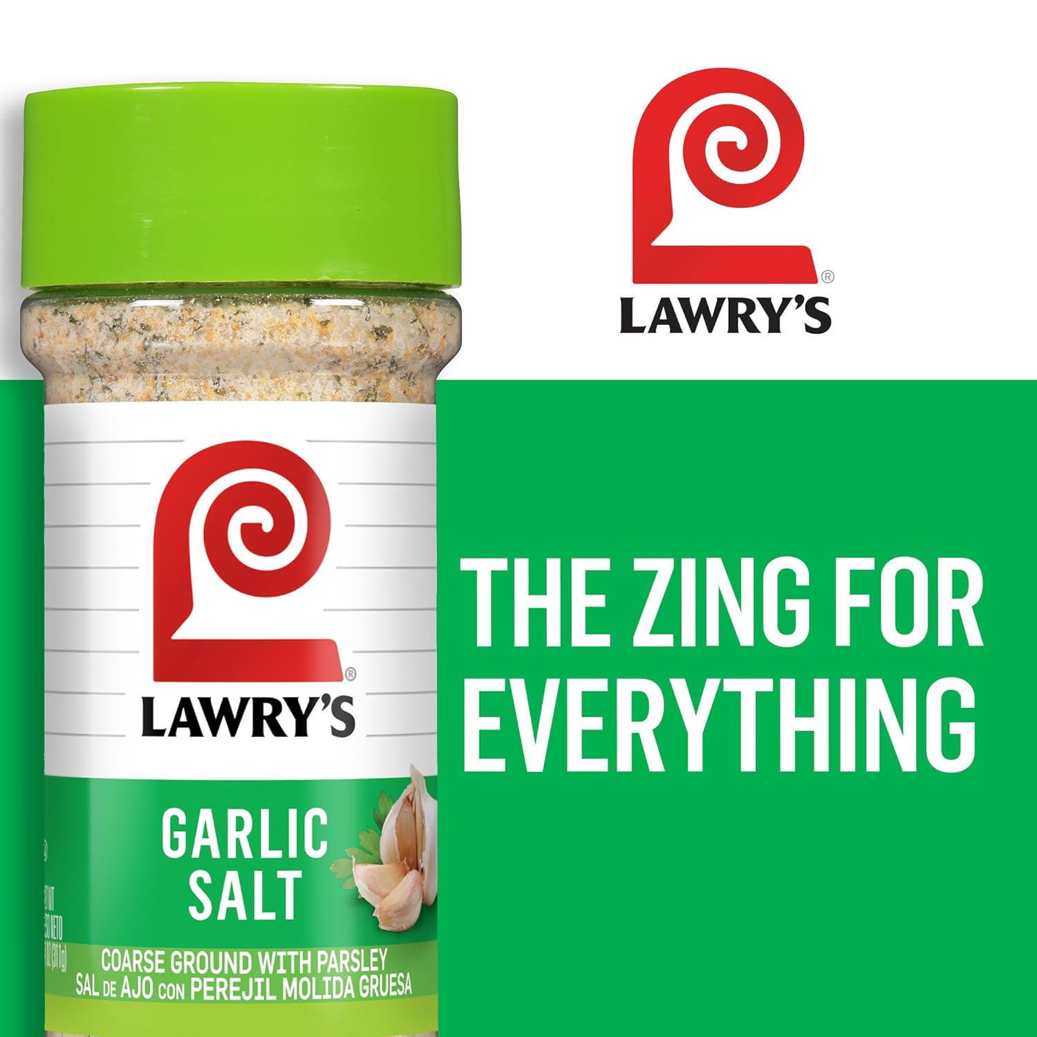 Lawry's Garlic Salt – Backyard Grill Seasoning for Steaks, Burgers, and Chops, Coarse Ground, 11 oz