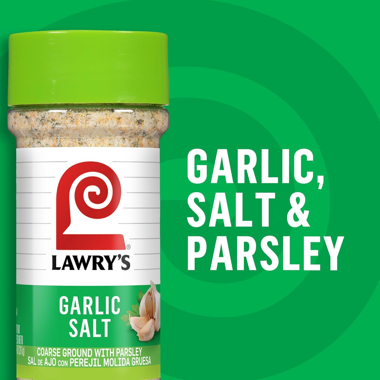 Lawry's Garlic Salt – Backyard Grill Seasoning for Steaks, Burgers, and Chops, Coarse Ground, 11 oz