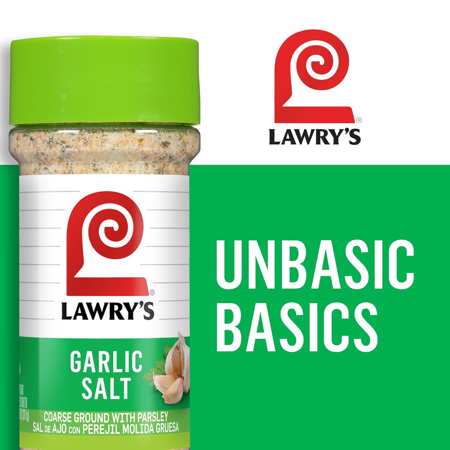 Lawry's Garlic Salt – Backyard Grill Seasoning for Steaks, Burgers, and Chops, Coarse Ground, 11 oz