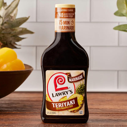 Lawry's Teriyaki With Pineapple Juice Marinade – Keto-Friendly Teriyaki Marinade for Low-Carb Lifestyles, 12 fl oz
