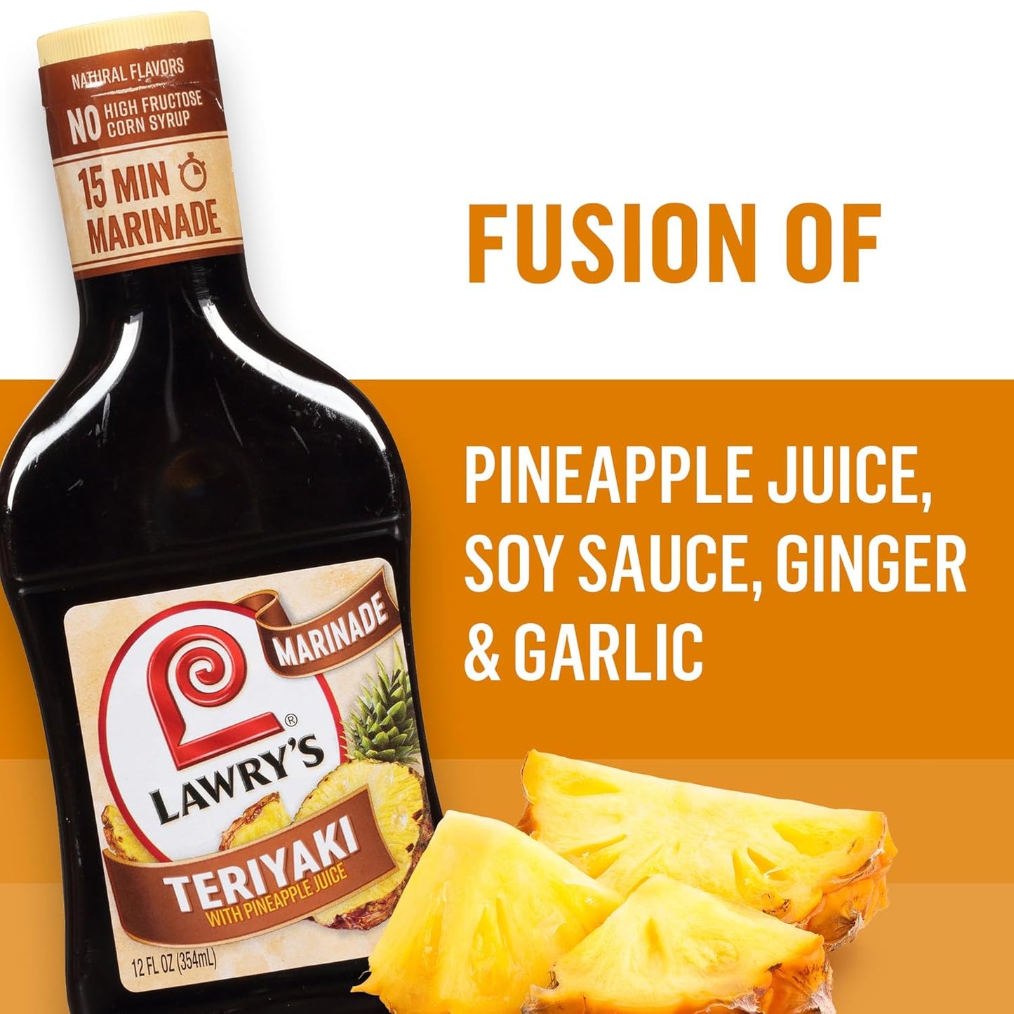Lawry's Teriyaki With Pineapple Juice Marinade – Keto-Friendly Teriyaki Marinade for Low-Carb Lifestyles, 12 fl oz