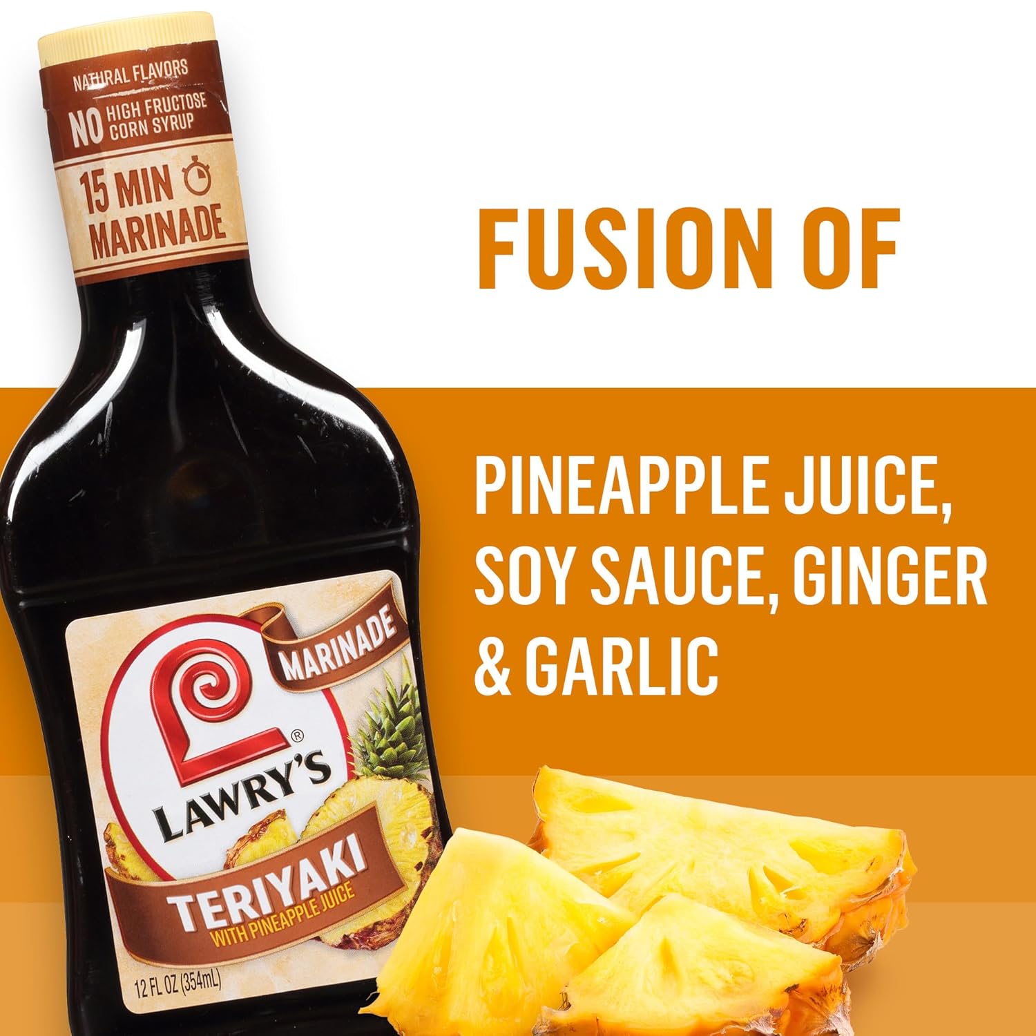 Lawry's Teriyaki With Pineapple Juice Marinade – Keto-Friendly Teriyaki Marinade for Low-Carb Lifestyles, 12 fl oz