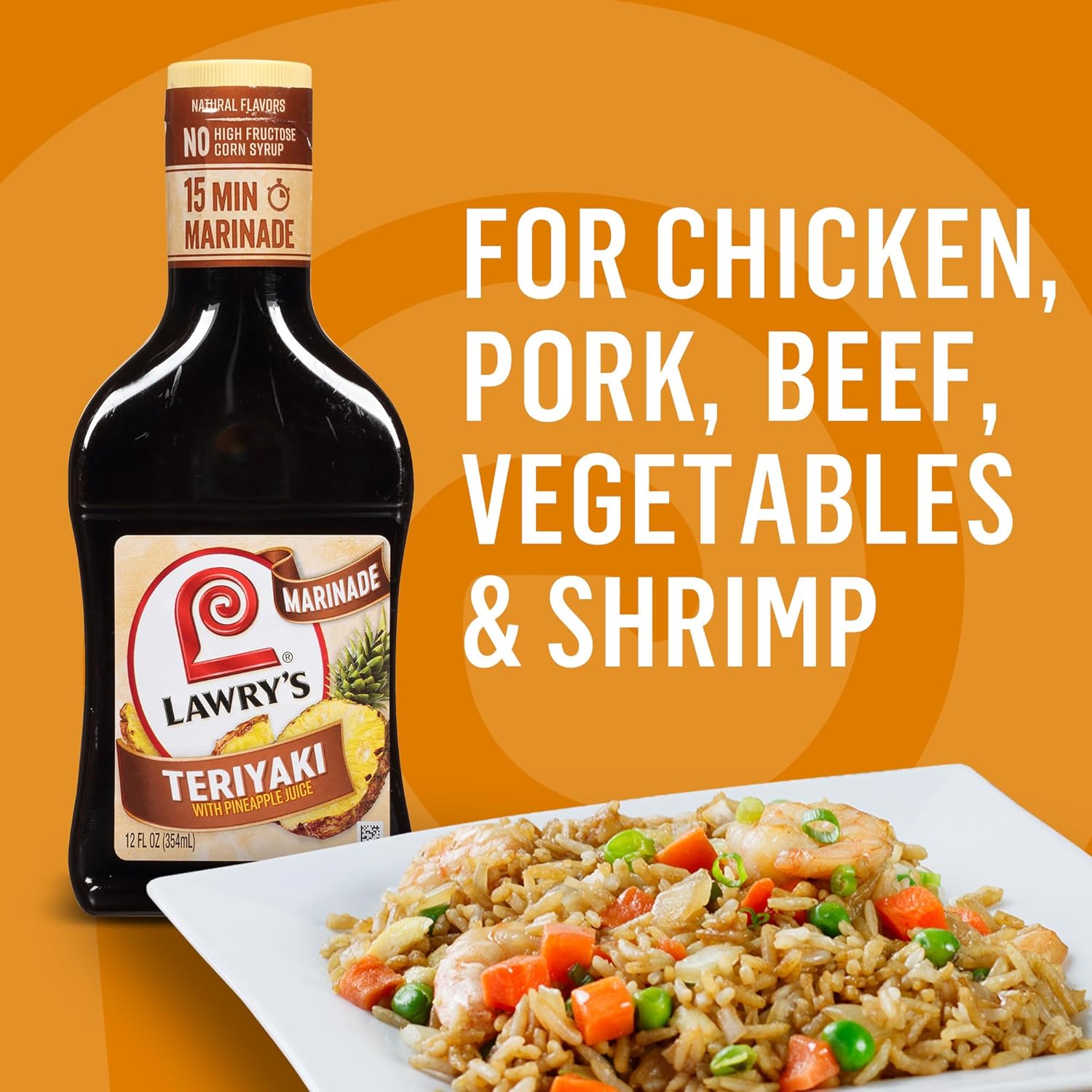 Lawry's Teriyaki With Pineapple Juice Marinade – Keto-Friendly Teriyaki Marinade for Low-Carb Lifestyles, 12 fl oz