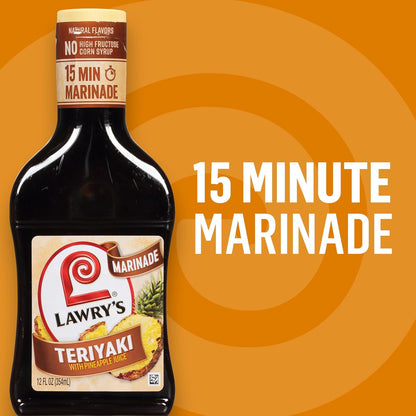 Lawry's Teriyaki With Pineapple Juice Marinade – Keto-Friendly Teriyaki Marinade for Low-Carb Lifestyles, 12 fl oz