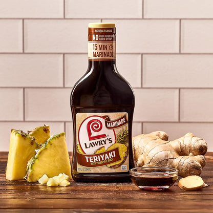 Lawry's Teriyaki With Pineapple Juice Marinade – Keto-Friendly Teriyaki Marinade for Low-Carb Lifestyles, 12 fl oz