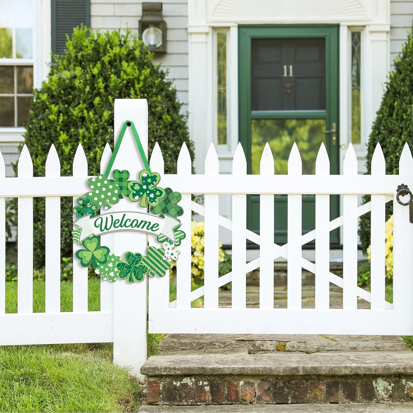 layered design combining shamrocks, stripes, plaid, and polka dots