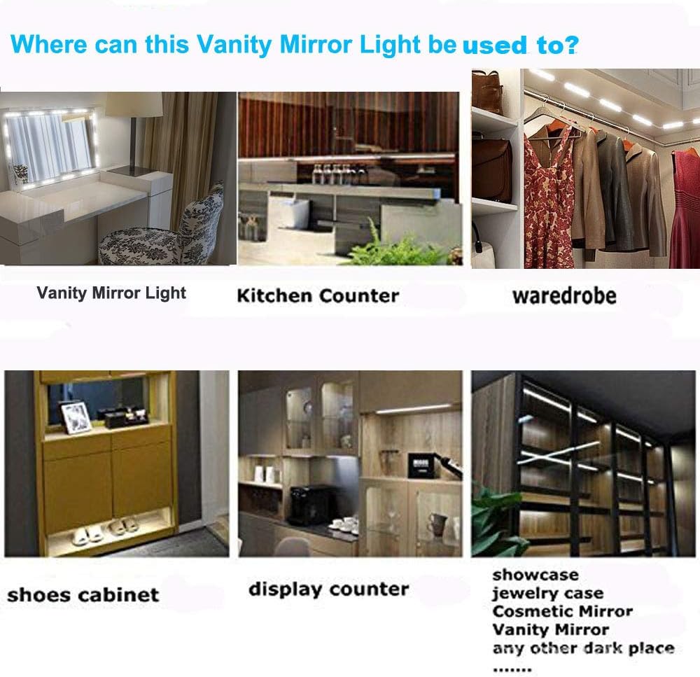 Led Vanity Mirror Lights – 6000K Color Accurate Makeup Light for Beauty Studio and Bedroom Vanity