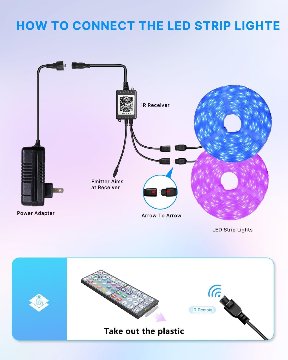 LEDMO 100ft RGB LED Strip Lights with Warm Dimmable Modes, Calming Ambient Lighting for Wind Down and Bath Time Ritual