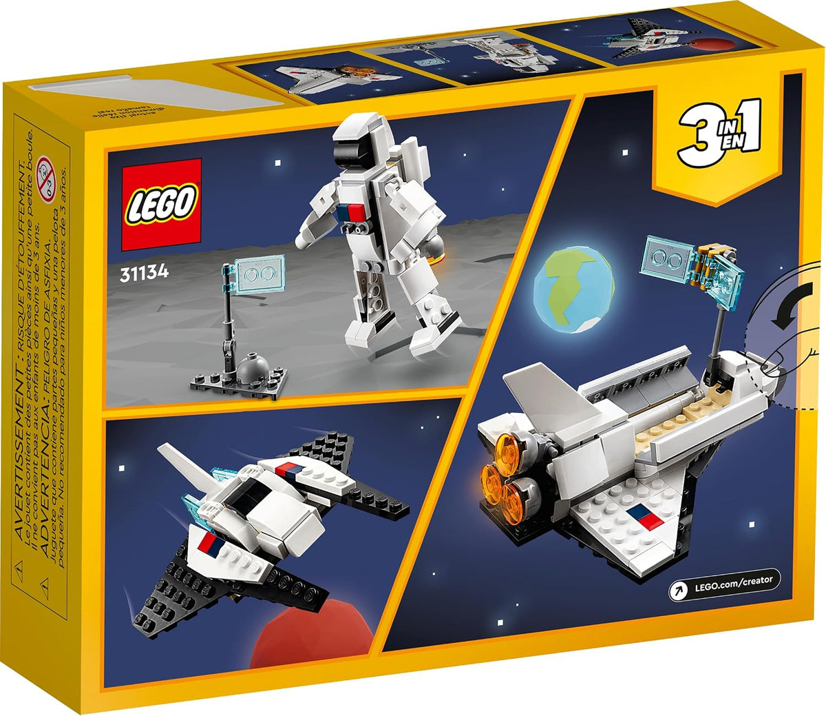 LEGO Creator 3 in 1 Space Shuttle Set – Independent Building Project for Kids to Practice Problem-Solving, Ages 6+