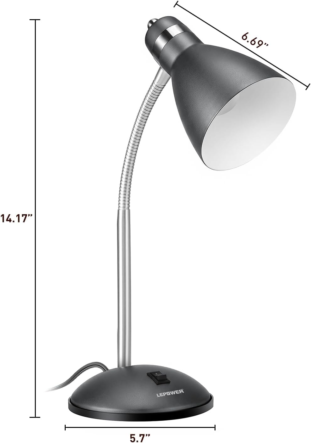 LEPOWER Metal Desk Lamp – Heat-Dissipation LED Lamp for Playroom and Nursery