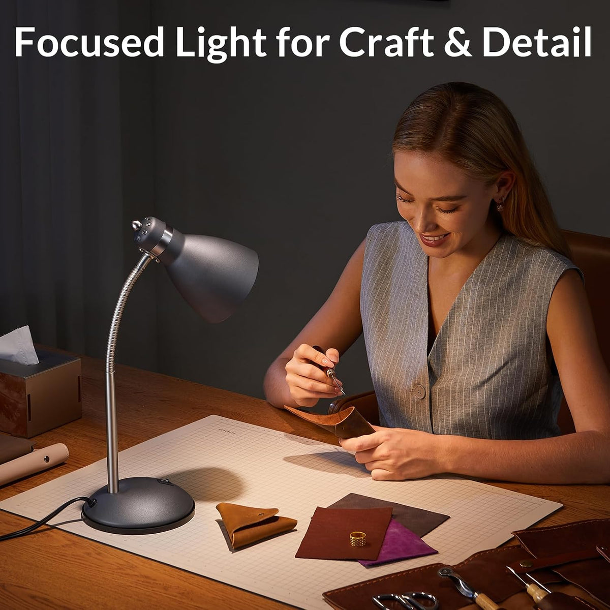 LEPOWER Metal Desk Lamp – Heat-Dissipation LED Lamp for Playroom and Nursery