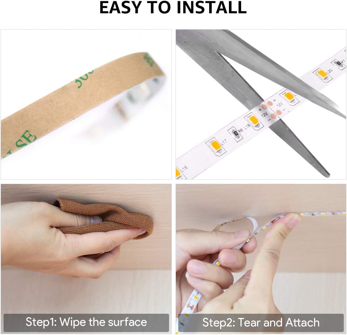 Lepro LED Strip Light – Cool-Running 12V Warm White Lighting Safe Around Kids, Pets, and Bedrooms