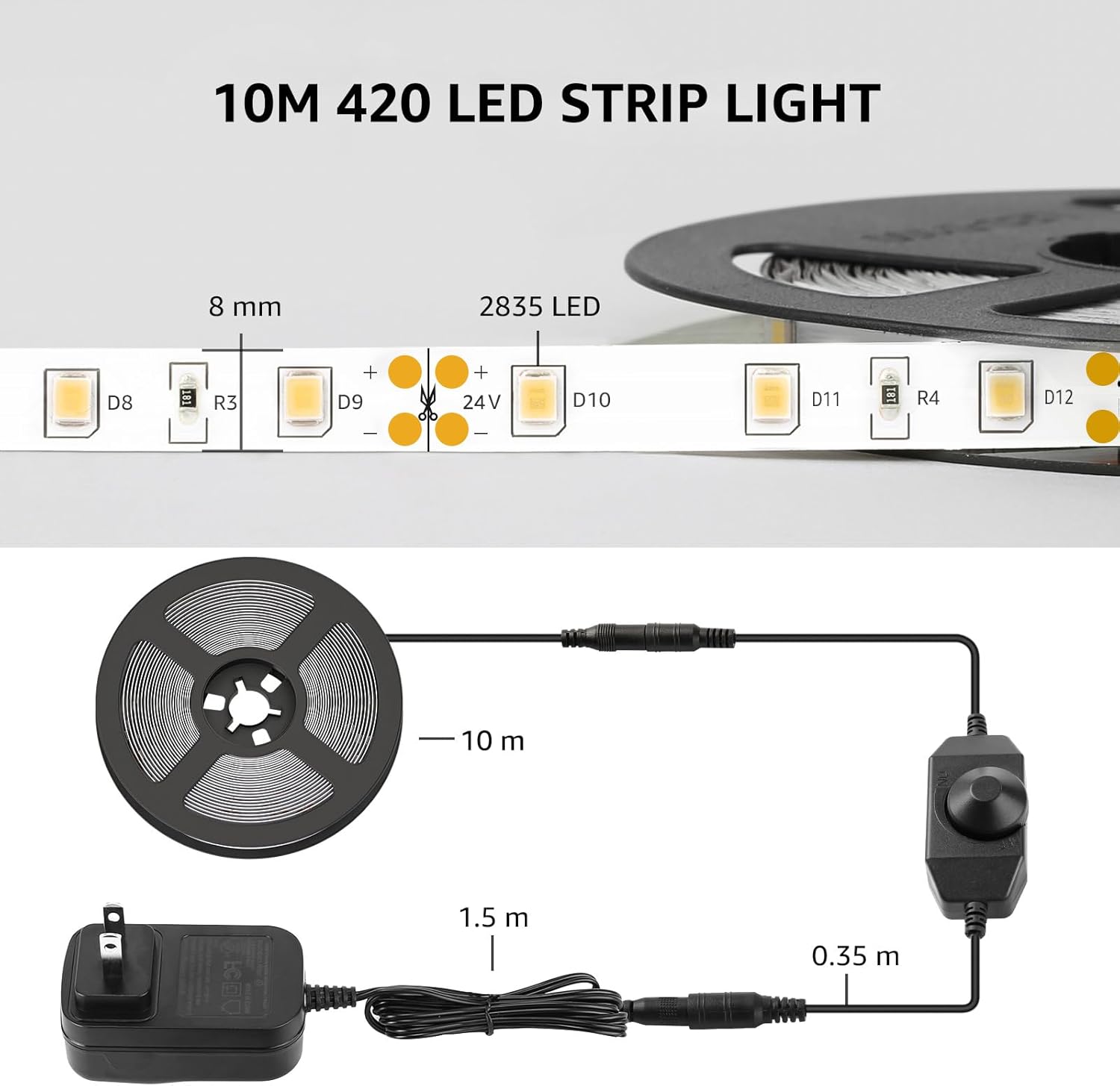 Lepro LED Strip Light – Low Heat 24V Lighting Safe for Kids and Pets, Daylight White 16.4 ft