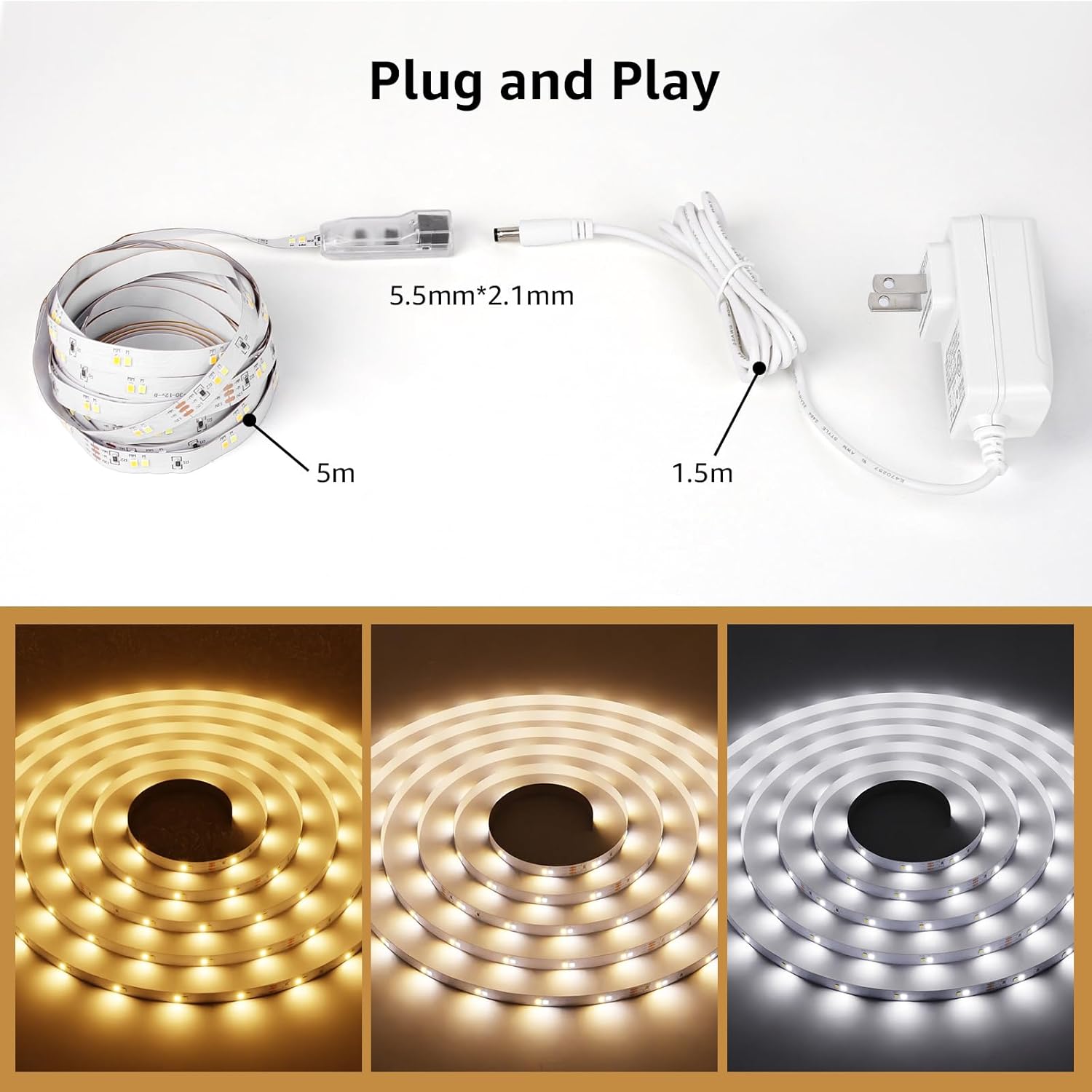 Lepro LED Tunable White Strip Light – Clean Under Cabinet Accent, 16.4ft Adhesive Tape for Uncluttered Spaces