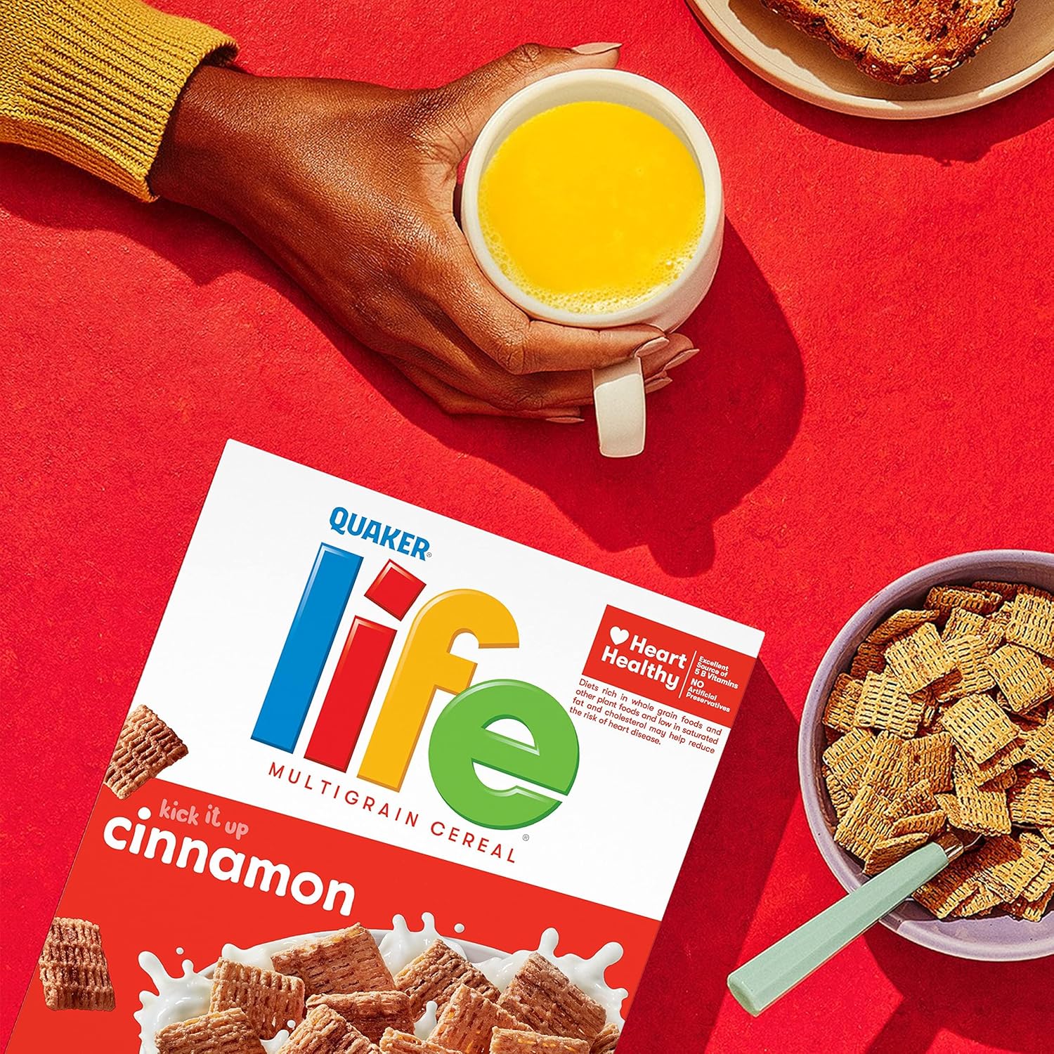 Life Multigrain Cinnamon Cereal – Home Office Snack Bowl for Focused Workdays, No-Prep Resealable Pantry Box