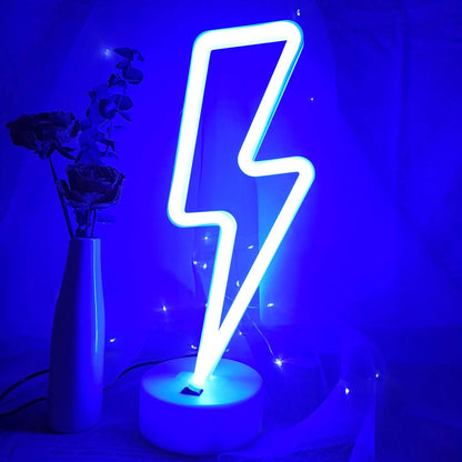 Lightning Bolt Neon Sign - Flameless LED Night Light for Bedroom, Cool Running Neon Style Lamp with No Glass